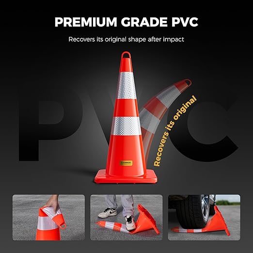 6 Pack 28 Inch Traffic Cones, from -22℉ to 131℉, MUTCD-Compliant Orange Safety - Image 5