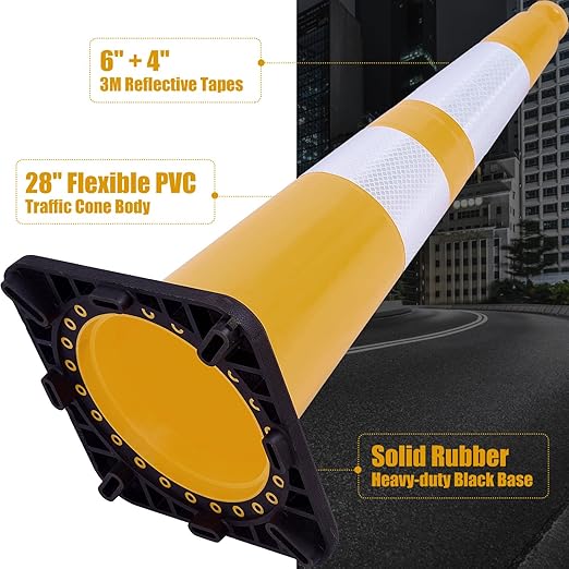 Fluorescent Orange/Green PVC Traffic Cones, Heavy Black Base Parking Lot Cone - Image 3