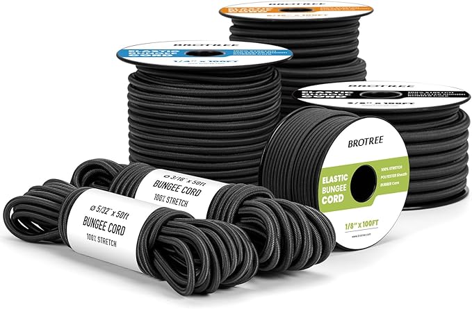 Bungee Cord Elastic Shock Cord 1/4" x 50' Bungee Rope by Brotree