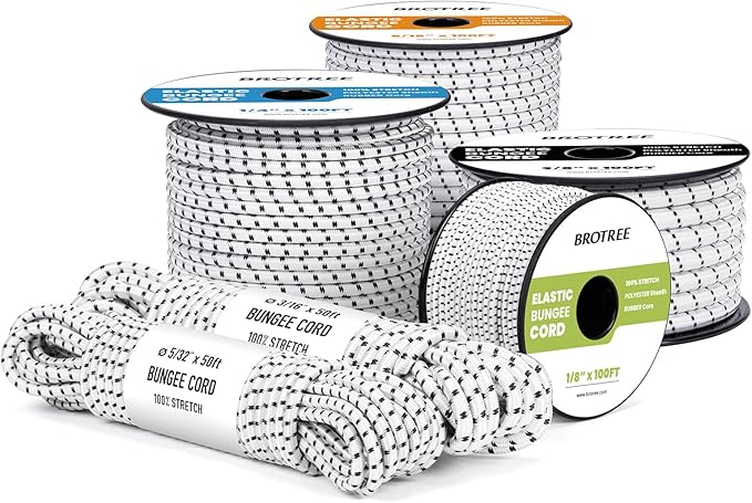 Bungee Cord Elastic Shock Cord 5/16" x 25' Bungee Rope by Brotree