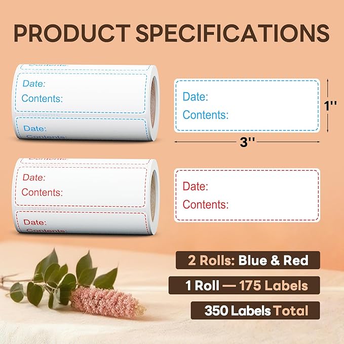 1" x 3" Freezer Labels, 2 Color Waterproof & Oil-Resistant Write-On Freezer - Image 2