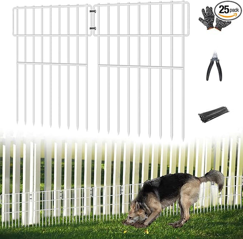 25 Panels Garden Fencing Animal Barrier, 17in X 27ft No Dig Dog Fence, 1.25 in by AVELOTUUG