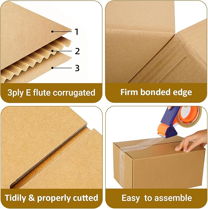 25 pack Shipping Boxes 10x7x5 inch Cardboard Box Mailers, Kraft Corrugated - Image 3