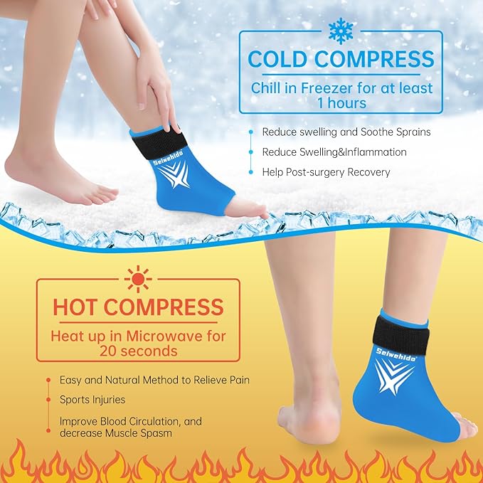 Foot Ankle Ice Pack Wrap for Swelling, Reusable Gel Ice Pack for Sprained Ankle - Image 8