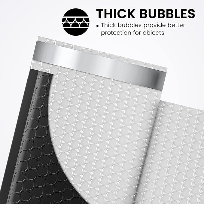 Fuxury Black Bubble Mailers 4x8" 200 Pack Waterproof Padded Envelopes Self Seal - Image 4