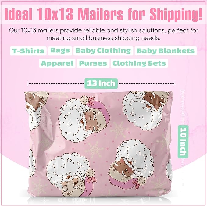 Christmas 10x13 Poly Mailers – Christmas Santas – Waterproof, Tear-Resistant - Image 3