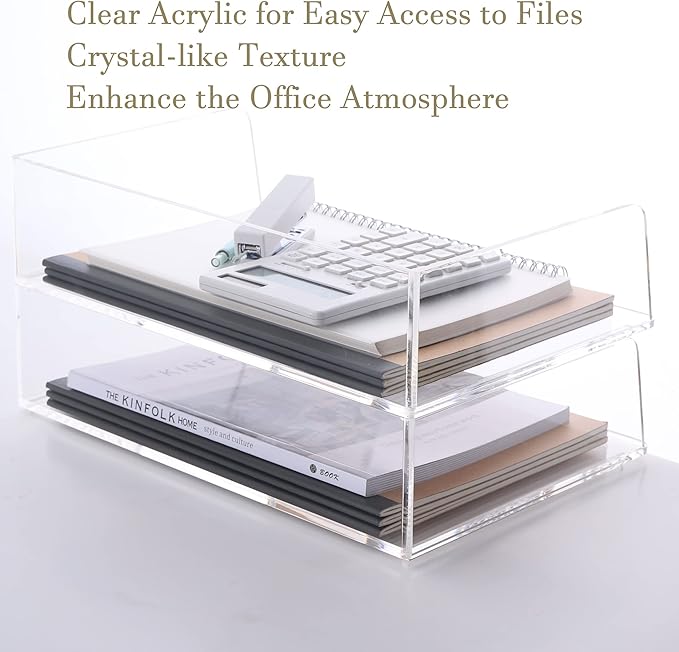 Acrylic Paper Tray Desk Organizers and Office Suplies Document Storage Enlarged - Image 6