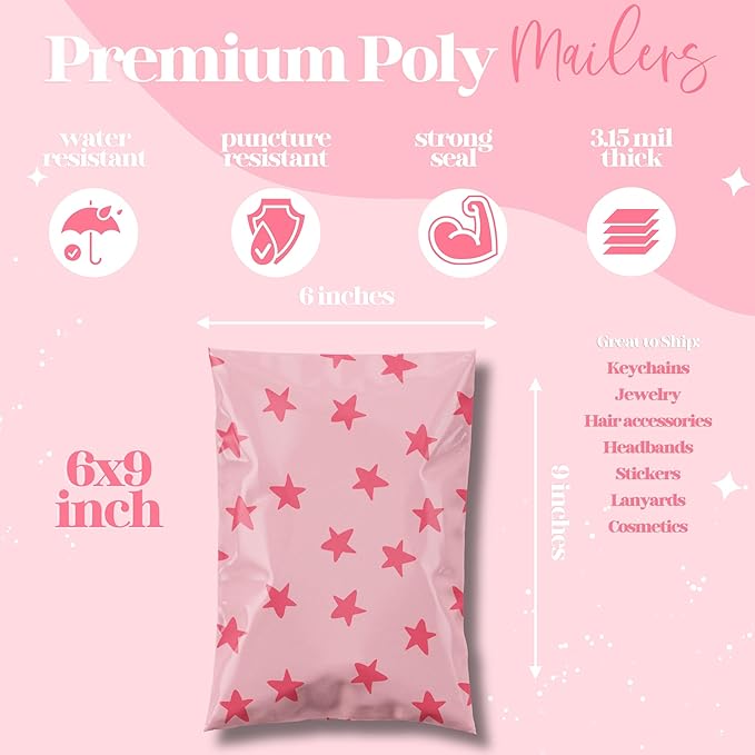 6x9 Designer Poly Mailer 100 Pack Heavy Duty Waterproof Self Seal Shipping Bags - Image 3