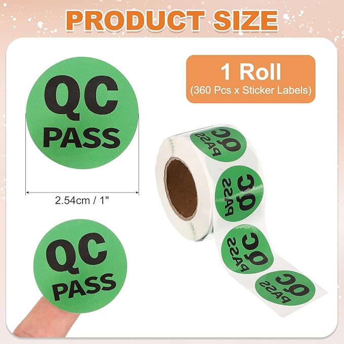 PATIKIL 360 Pcs 1 Roll QC Pass Labels, 1.5 Inch Circle Inventory Control - Image 2