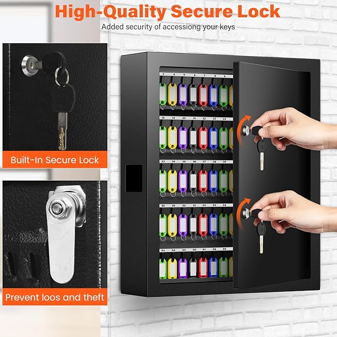 125 Keys Dual Lock Box Wall Mount, Anti-Theft Key Cabinet - Image 5