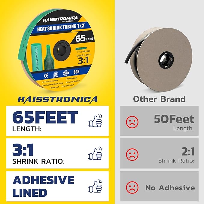 haisstronica 3:1 Heat Shrink Tubing, Shrink Ratio Adhesive Lined Marine Grade - Image 2