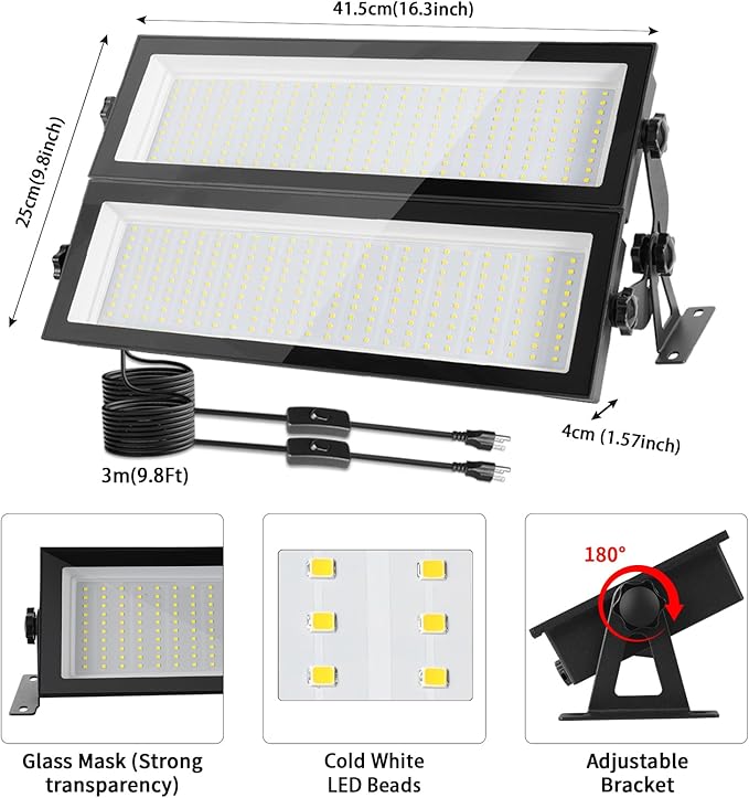 FastDeng 2 Pack LED Shop Lights, 150W 18000lm 5000K Daylight LED Garage Light - Image 3