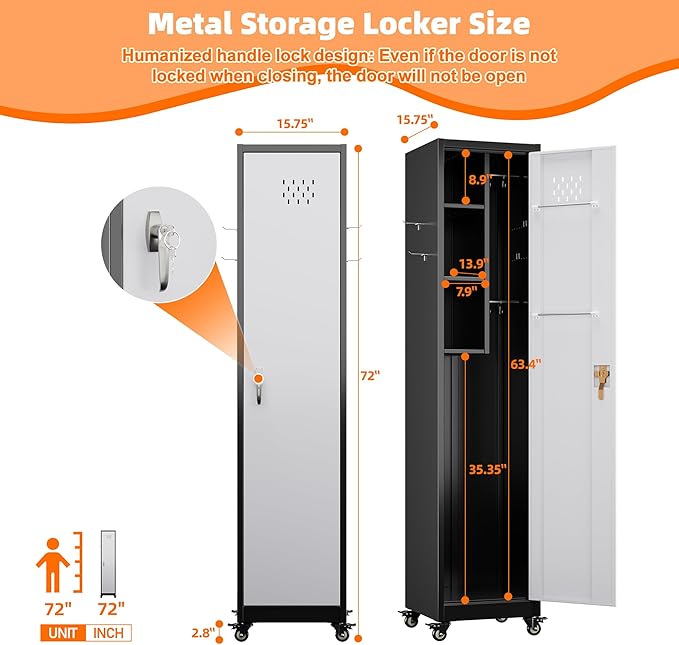 Aobabo Metal Broom Closet Storage Cabinet - Image 3