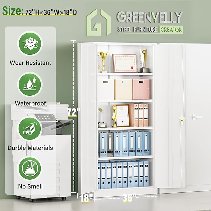 Greenvelly Metal Garage Storage Cabinet - Image 3