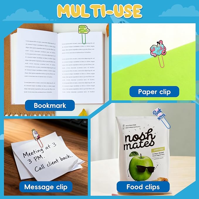 30 PCS Bookish Paper Clips Metal Paperclip Large Size Paper Clip Cute Bookmark - Image 7