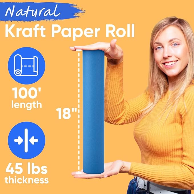 USA Made 18" x 1200" Dark Blue Kraft Paper Roll, 45 lbs Thickness, American - Image 2