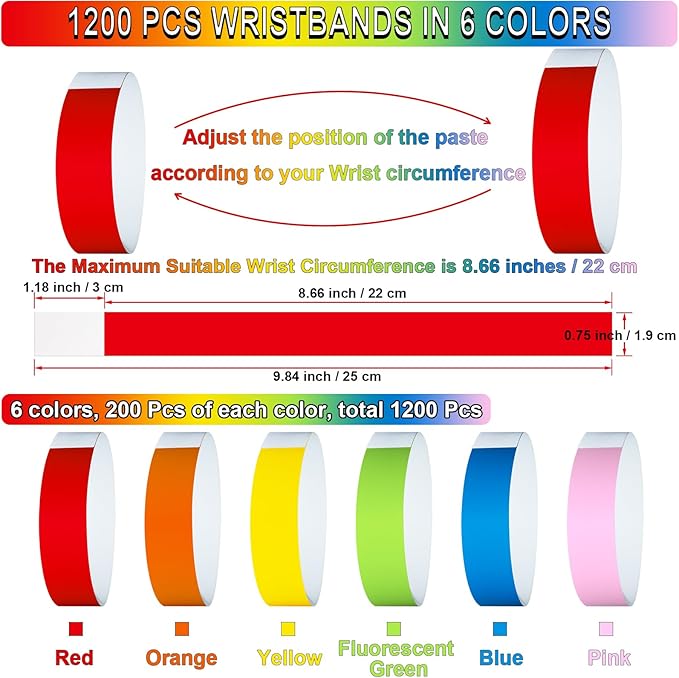 1200 Pcs Plastic Paper Wristbands - Image 2
