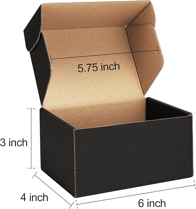 Shipping Boxes 6x4x3 inches Black Small Mailing Boxes 25 Pack Cardboard - Image 2