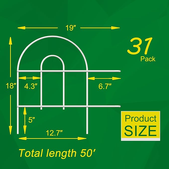 Decorative White Garden Fence Border 18in X50ft Outdoor Metal Wire Garden - Image 3