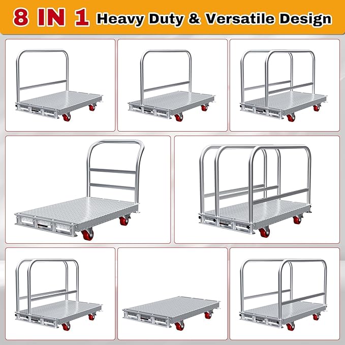 2IN1 Steel Panel Cart Dolly – Large Heavy Duty Drywall Lumber Truck Cart - Image 2