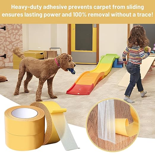 WINNOW Heavy Duty Double Sided Rug Tape 1 Inch / 2 Inch x 66 Feet – Carpet Tape - Image 4