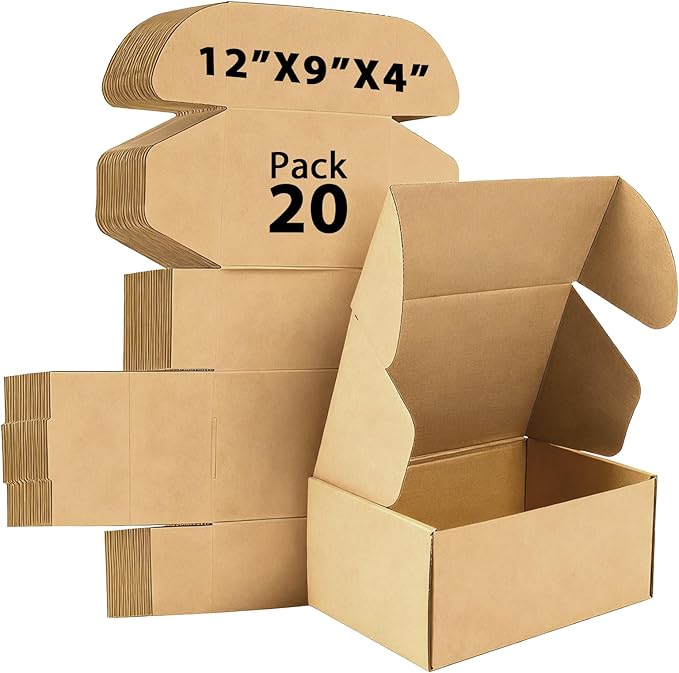 12x9x4 inches Shipping Boxes Set of 20, Small Corrugated Cardboard Box by Unknown