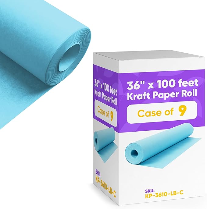 36" x 1200" Light Blue Kraft Paper, 45 lbs Thickness, Kraft Paper by Paclord
