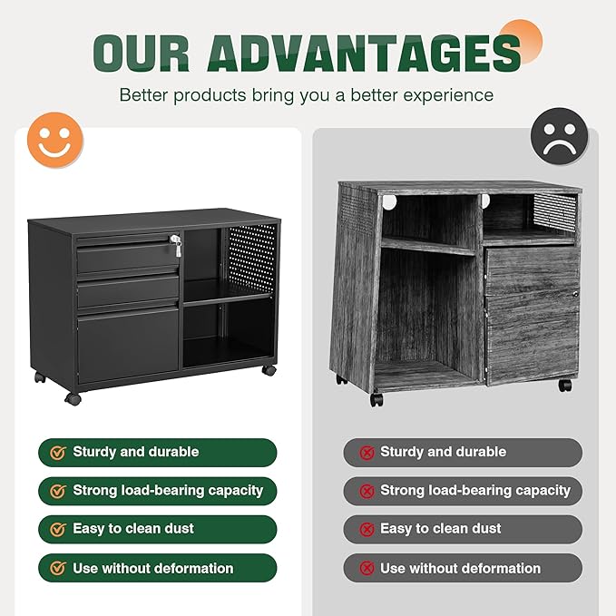 Letaya Mobile 3 Drawer File Cabinet - Image 7