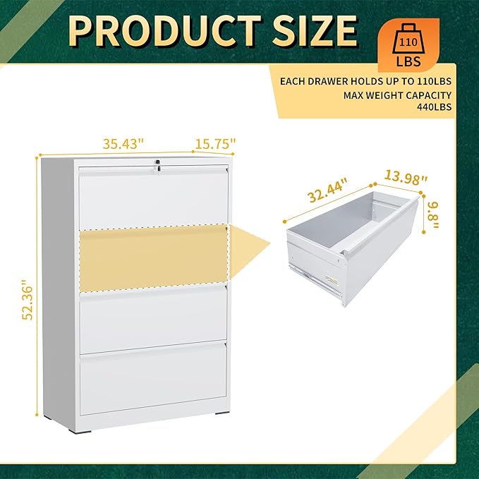 4 Drawer Lateral File Cabinet - Image 3