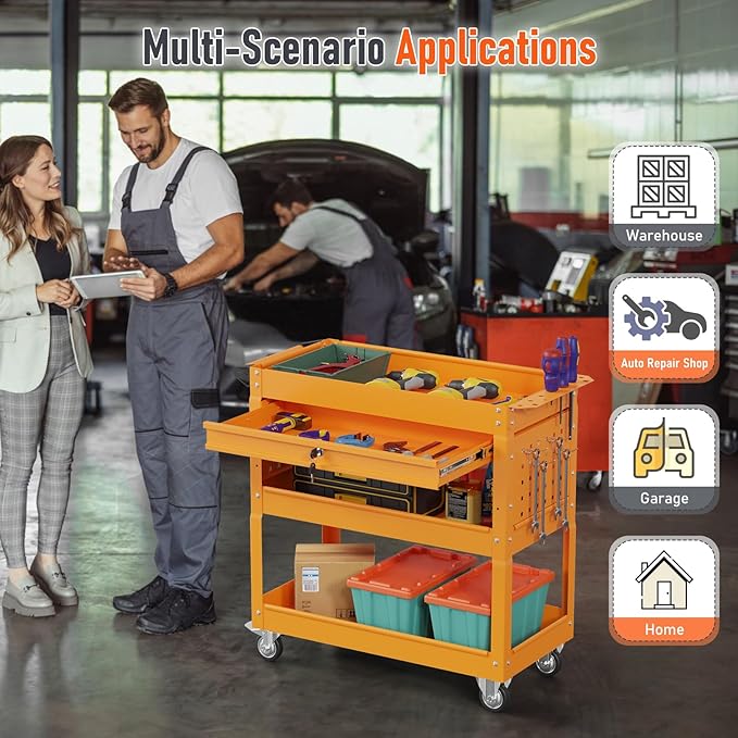 3 Tier Rolling Tool Cart, Heavy Duty Tool Cart on Wheels - Image 7