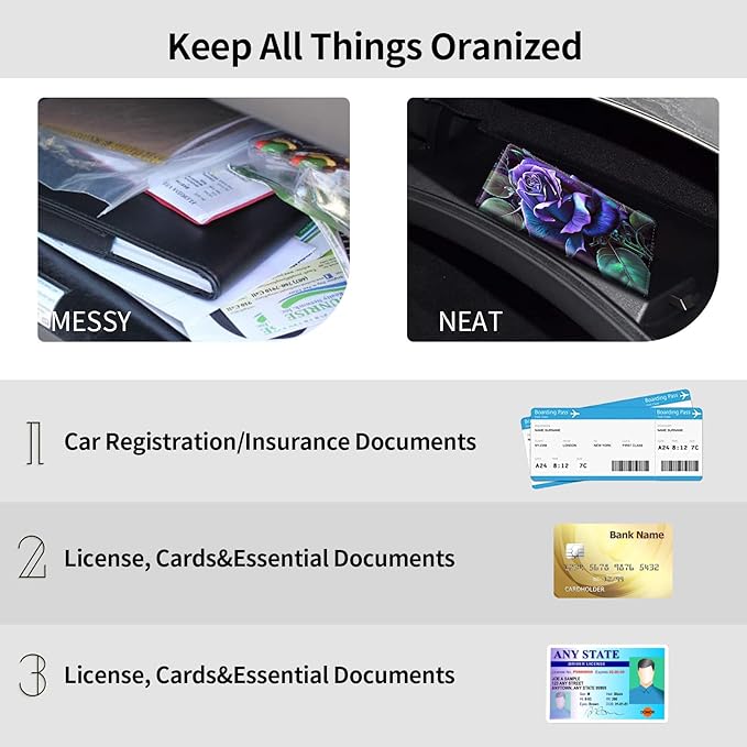 Car Registration and Insurance Holder, Leather Car Glove Box Organizer - Image 5