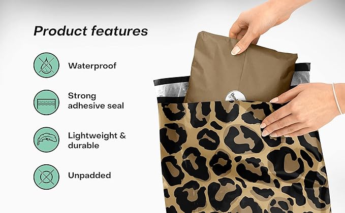 10x13 Poly Mailers – Leopard Print Design – Waterproof, Tear-Resistant Shipping - Image 4