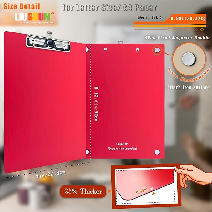 Aluminum Magnetic Clipboard A4 Metal Strong Fixed Magnet Message Clip Board - Image 6