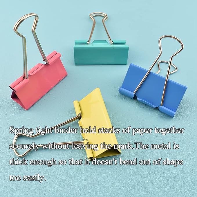 HAHIYO Binder Clips Paper Clamps Spring Steel Sturdy Large 1.97 inches Width - Image 4