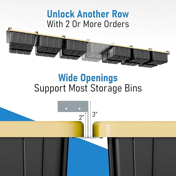 HANDT Overhead Garage Storage Rack, Connectable Heavy Duty Metal Ceiling Rails - Image 3