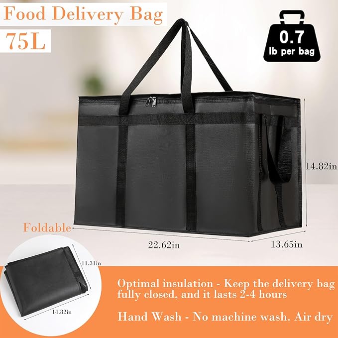 Insulated Bags for Food Delivery, XXXL Pizza Delivery Bags for Hot and Cold Food - Image 2