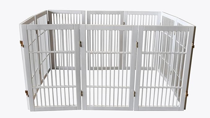 Pet Dog Gate Strong and Durable Freestanding Folding Acacia Hardwood Portable - Image 5