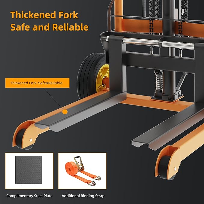 Hydraulic Material Lift Pallet Truck 441 lbs Manual Winch Stacker 36" Max Lift - Image 6