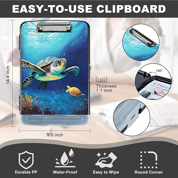 Clipboard with Storage, Heavy Duty Plastic Storage Clipboard with Low Profile - Image 3