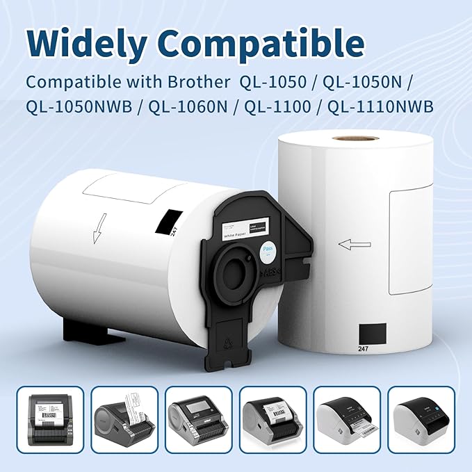 12 Rolls 2160 Labels for Brother DK 1247, 4.07"x6.4" Compatible Die-Cut Wide - Image 4