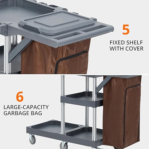 Commercial Janitorial Cleaning Cart on Wheels - Image 3
