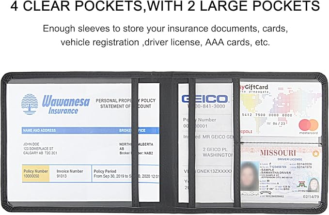 Car Registration and Insurance Holder, Leather Registration and Insurance Card - Image 4