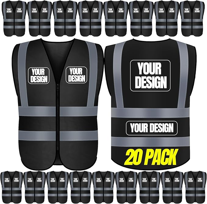 BeautyWill 10/20 Pack Custom Logo Safety Vest, Bulk High Visibility Class 2 by BeautyWill