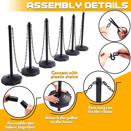 Geiserailie 12 Pack Crowd Control Stanchions, Plastic Stanchions Poles - Image 3