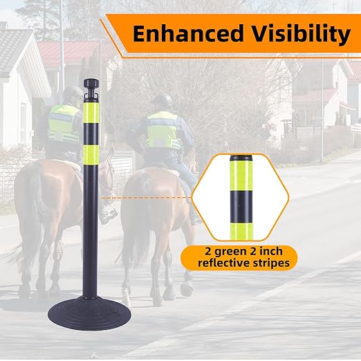 6 Pack 39 Inch Black Traffic Delineator Posts - Image 3