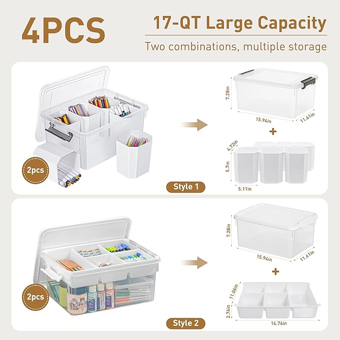 Citylife 17 QT Plastic Storage Bins Clear Storage Box - Image 2
