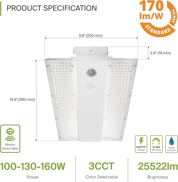 ASD LED Linear High Bay Light Fixture, Commercial Shop Lighting | 3CCT - Image 2
