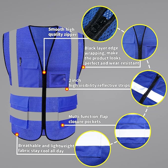 HYCOPROT High Visibility Mesh Safety Reflective Vest - Image 3