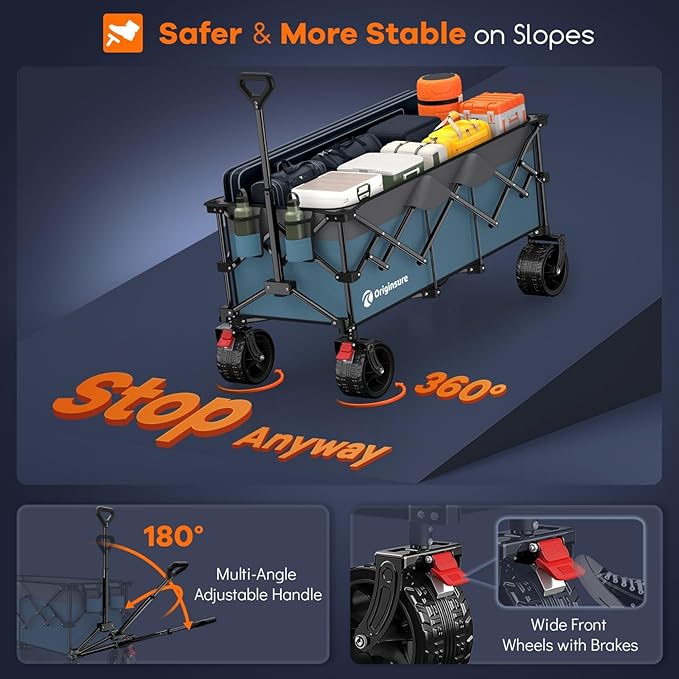 48" L Collapsible Wagon Cart Foldable, 560lbs Weight Capacity 300L Heavy Duty - Image 8