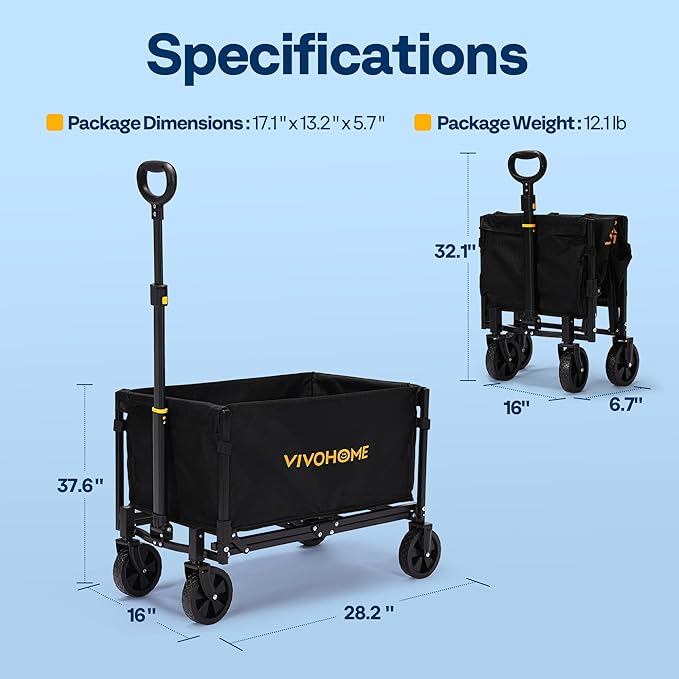 VIVOHOME Collapsible Wagon Cart Lightweight Portable Folding Utility Wagons - Image 7